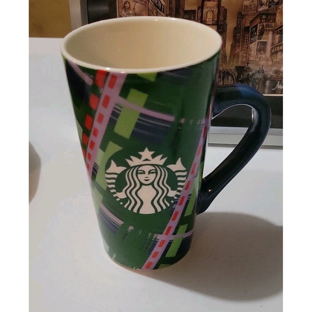 Starbucks 2020 16oz XL Christmas Holiday Multicolor Plaid Ceramic Coffee Mug Cup